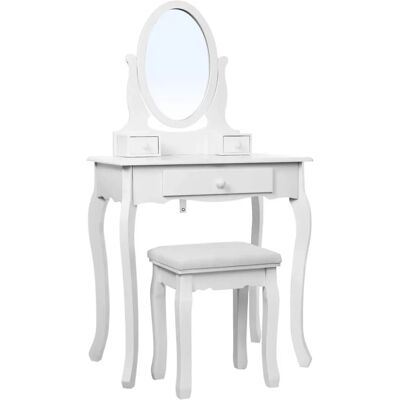 Vit sminkbord med 3 lådor och pall - Skönhet och makeup Vit sminkbord med 3 lådor och pall - Skönhet och makeup