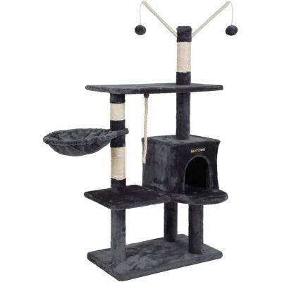 Feandrea Cat Tree - 134 cm Grey with Scratching Posts & Hideout Feandrea Cat Tree - 134 cm Grey with Scratching Posts & Hideout