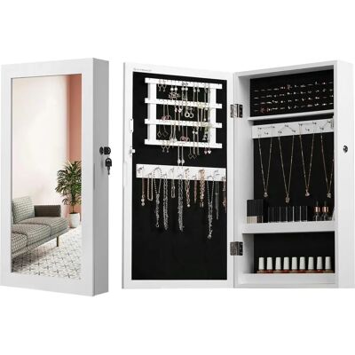 SONGMICS Weißer Spiegel-Schmuckschrank, Wandmontage SONGMICS Weißer Spiegel-Schmuckschrank, Wandmontage