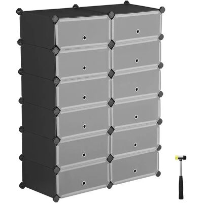 Songmics Kunststoffschrank - 12 Fächer - Schwarz Songmics Kunststoffschrank - 12 Fächer - Schwarz