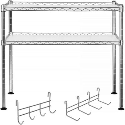 SONGMICS Microwave Oven Shelf - Adjustable 2-Tier Kitchen Organizer - Silver SONGMICS Microwave Oven Shelf - Adjustable 2-Tier Kitchen Organizer - Silver