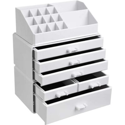 SONGMICS Weiß Make-up Organizer - Stapelbar, 6 Schubladen, Acryl SONGMICS Weiß Make-up Organizer - Stapelbar, 6 Schubladen, Acryl