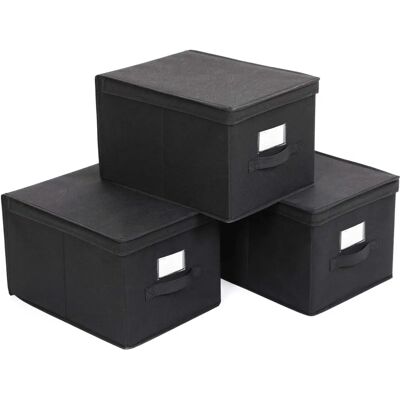 Songmics Schwarze Faltbare Aufbewahrungsboxen mit Deckel - Aufbewahrungsart Songmics Schwarze Faltbare Aufbewahrungsboxen mit Deckel - Aufbewahrungsart