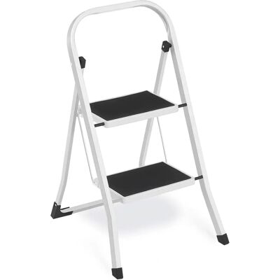 Songmics White 2-Step Folding Ladder - Step Ladder Songmics White 2-Step Folding Ladder - Step Ladder