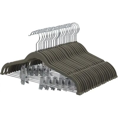SONGMICS Velvet Pants Hangers - Grey - 12 SONGMICS Velvet Pants Hangers - Grey - 12
