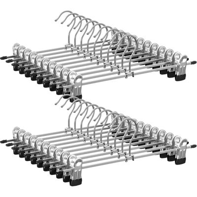 Juego de 20 perchas metálicas antideslizantes con clips para pantalones Juego de 20 perchas metálicas antideslizantes con clips para pantalones
