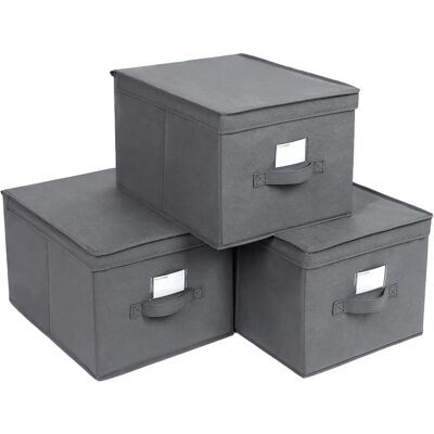 SONGMICS Aufbewahrungsboxen-Set - Klappbar, Grau, 40x30x25cm SONGMICS Aufbewahrungsboxen-Set - Klappbar, Grau, 40x30x25cm