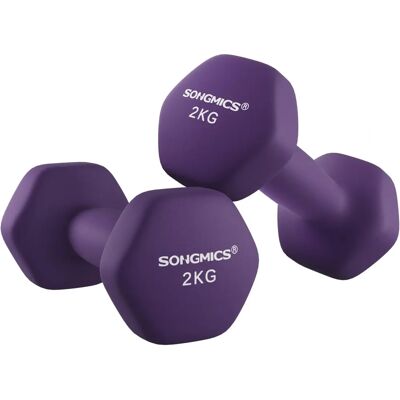 Songmics Purple Dumbbell Set - 2 Kg, Non-slip, Home & Gym Songmics Purple Dumbbell Set - 2 Kg, Non-slip, Home & Gym