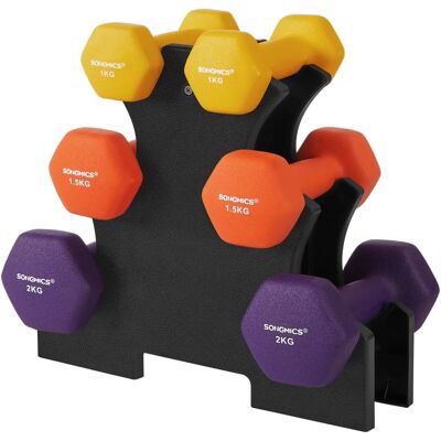 Songmics Hex Dumbbell Set mit Ständer - Heimtraining Hanteln Songmics Hex Dumbbell Set mit Ständer - Heimtraining Hanteln