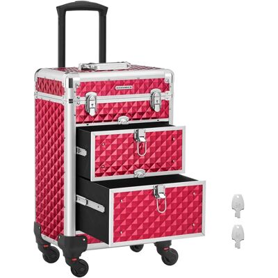 SONGMICS Rotes 34 x 24 x 56 cm Make-up-Case mit Schubladen SONGMICS Rotes 34 x 24 x 56 cm Make-up-Case mit Schubladen