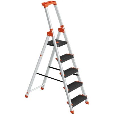 SONGMICS Aluminium 5-stufige Leiter - Leicht, Rutschfest, Max 150kg SONGMICS Aluminium 5-stufige Leiter - Leicht, Rutschfest, Max 150kg