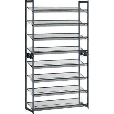 Étagère à chaussures en maille métallique gris 8-12 niveaux - Empilable et réglable Étagère à chaussures en maille métallique gris 8-12 niveaux - Empilable et réglable