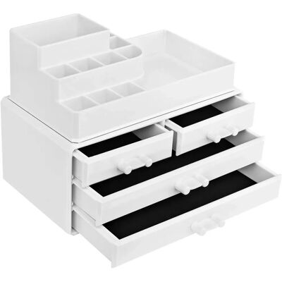 SONGMICS Weißer Kosmetik-Organizer mit 4 Schubladen & 11 Fächern SONGMICS Weißer Kosmetik-Organizer mit 4 Schubladen & 11 Fächern