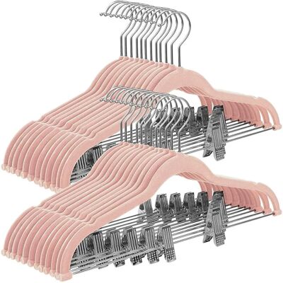 SONGMICS Velvet Pants Hangers - Pink - 30 - Hangers SONGMICS Velvet Pants Hangers - Pink - 30 - Hangers