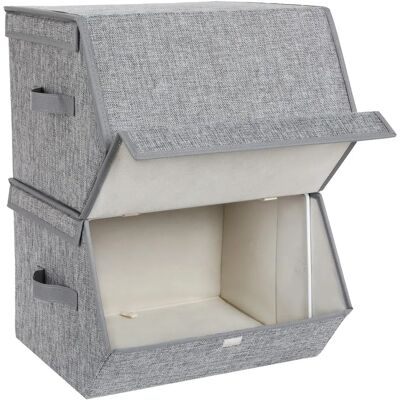 SONGMICS RLB02GY Boîtes de rangement - Couvercle magnétique, empilables, avec housse en tissu SONGMICS RLB02GY Boîtes de rangement - Couvercle magnétique, empilables, avec housse en tissu