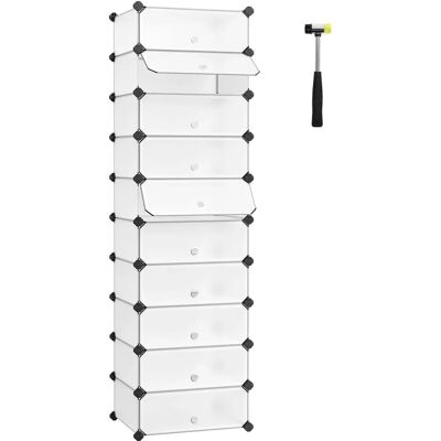 SONGMICS Schuhregal 10 Etagen Kunststoff Kleiderschrank Aufbewahrungsregal SONGMICS Schuhregal 10 Etagen Kunststoff Kleiderschrank Aufbewahrungsregal