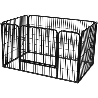 Dog Cage - Black, 8 Panels, 80x60cm - Indoor/Outdoor Dog Cage - Black, 8 Panels, 80x60cm - Indoor/Outdoor