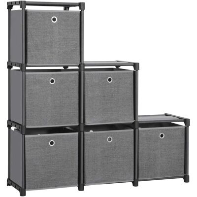 SONGMICS Black Modular Storage Unit with 6 Boxes - 105x30x105cm SONGMICS Black Modular Storage Unit with 6 Boxes - 105x30x105cm