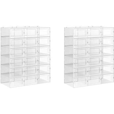 SONGMICS Shoe Storage Organizer - Stackable, Transparent + White - Fits UK 10.5 SONGMICS Shoe Storage Organizer - Stackable, Transparent + White - Fits UK 10.5