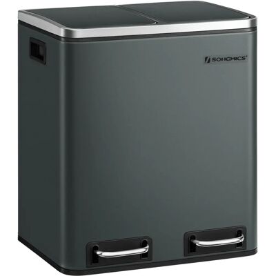 Lixeira de cozinha SONGMICS 2 x 15L aço - Antracite Lixeira de cozinha SONGMICS 2 x 15L aço - Antracite