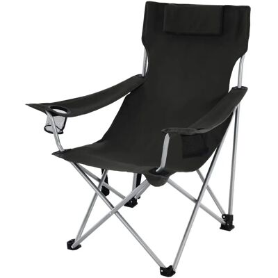 Chaise de Camping Noire SONGMICS avec Accoudoirs, Appui-tête & Porte-gobelets - Chaise de camping Chaise de Camping Noire SONGMICS avec Accoudoirs, Appui-tête & Porte-gobelets - Chaise de camping