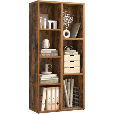 VASAGLE Rustic Brown 7-Compartment Bookcase - Books & Display VASAGLE Rustic Brown 7-Compartment Bookcase - Books & Display