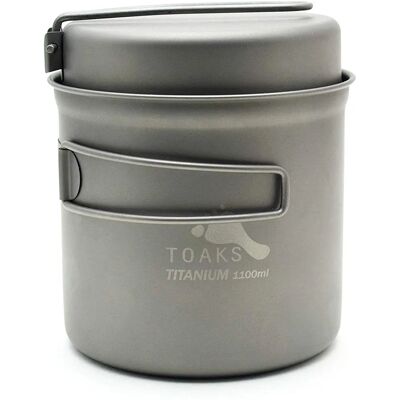 TOAKS Titanium Outdoor Kookpot met Pan en Opvouwbare Handgrepen - 1100ml - Kampeer Kookgerei TOAKS Titanium Outdoor Kookpot met Pan en Opvouwbare Handgrepen - 1100ml - Kampeer Kookgerei