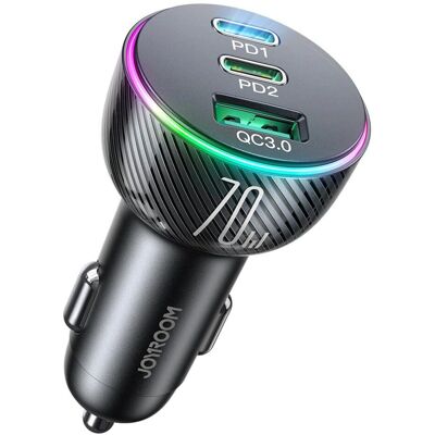 Joyroom Mehrfarbiger PD Auto-Ladegerät - 70W - Schwarz Joyroom Mehrfarbiger PD Auto-Ladegerät - 70W - Schwarz