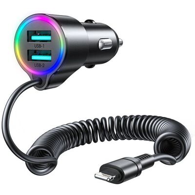 Joyroom JR-CL25 Auto-Ladegerät - 2 USB-A, Lightning, 17W Joyroom JR-CL25 Auto-Ladegerät - 2 USB-A, Lightning, 17W