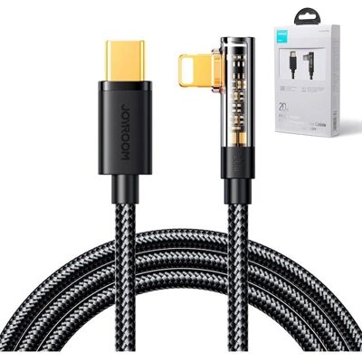 Joyroom Schwarzes Abgewinkeltes USB Kabel - 20W Schnellladung & Datenübertragung Joyroom Schwarzes Abgewinkeltes USB Kabel - 20W Schnellladung & Datenübertragung