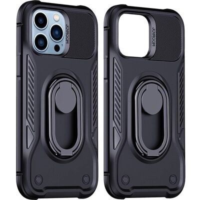 Custodia Joyroom per iPhone 14 Pro con Anello Rotante a Due Cerniere - Nero Custodia Joyroom per iPhone 14 Pro con Anello Rotante a Due Cerniere - Nero