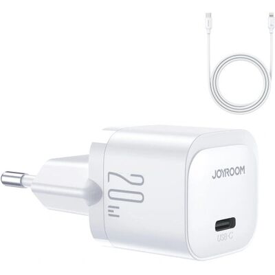Chargeur USB-C Joyroom JR-TCF02 compact 20W avec câble Chargeur USB-C Joyroom JR-TCF02 compact 20W avec câble
