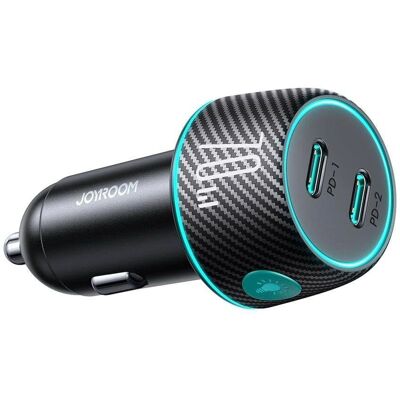 Joyroom Doppell USB-C Auto-Ladegerät - 70W, Mehrfarbiges LED, Schnellladung Joyroom Doppell USB-C Auto-Ladegerät - 70W, Mehrfarbiges LED, Schnellladung