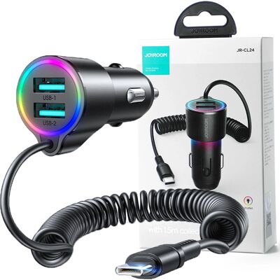 Chargeur voiture Joyroom JR-CL24 - 2x USB-A, USB-C, 17W Chargeur voiture Joyroom JR-CL24 - 2x USB-A, USB-C, 17W