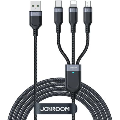 Joyroom Multi-Use Series 3-i-1 Kabel - Sort Joyroom Multi-Use Series 3-i-1 Kabel - Sort