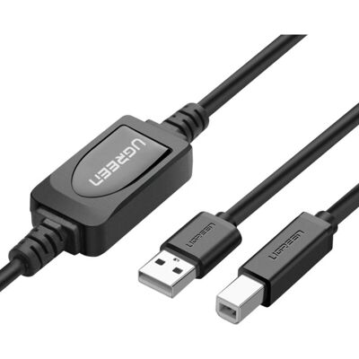 Kabel drukarki USB-B do USB-A 15m Ugreen - Czarny Kabel drukarki USB-B do USB-A 15m Ugreen - Czarny