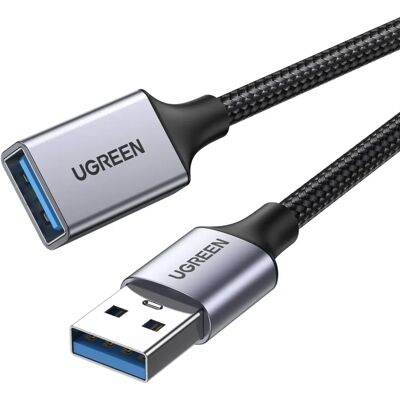 Ugreen USB-A naar USB-A 3.0 Extensiekabel - Grijs Ugreen USB-A naar USB-A 3.0 Extensiekabel - Grijs