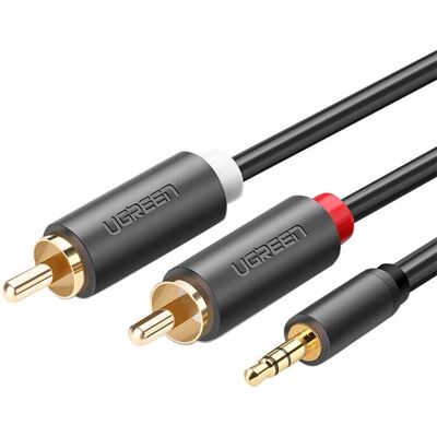 Ugreen Audiokabel - 2m, Schwarz, Modell AV102, 3,5 mm auf 2 RCA Ugreen Audiokabel - 2m, Schwarz, Modell AV102, 3,5 mm auf 2 RCA
