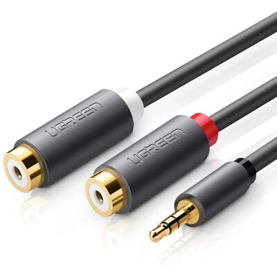 Ugreen 10547 Audiokabel - 3,5mm auf 2xRCA - Schwarz Ugreen 10547 Audiokabel - 3,5mm auf 2xRCA - Schwarz
