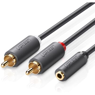 Ugreen AV102 10561 Audiokabel - 25cm, Grau, 3,5mm & 2RCA Ugreen AV102 10561 Audiokabel - 25cm, Grau, 3,5mm & 2RCA