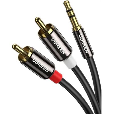 Ugreen Audio Cable - 3.5mm to 2RCA, Black, 1m Ugreen Audio Cable - 3.5mm to 2RCA, Black, 1m