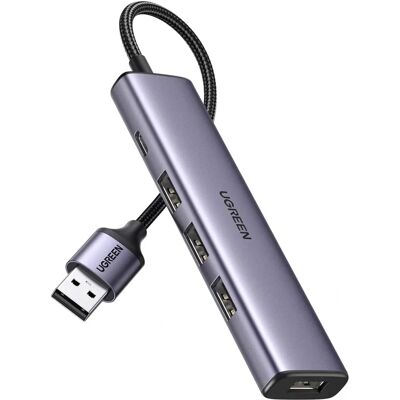 Ugreen USB-Hub - 4 Ports, USB-C Strom, Aluminium Ugreen USB-Hub - 4 Ports, USB-C Strom, Aluminium