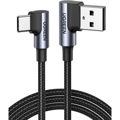 Ugreen Kulmikas USB-A to USB-C Kaapeli 3A - Harmaa - USB Kaapeli Ugreen Kulmikas USB-A to USB-C Kaapeli 3A - Harmaa - USB Kaapeli