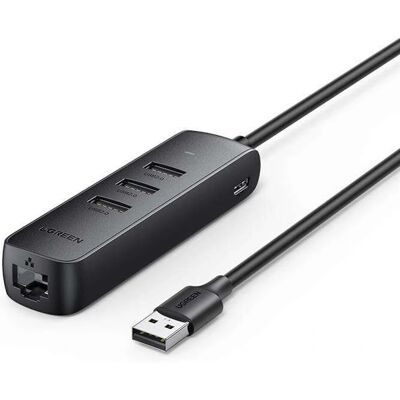 Ugreen USB-C Ethernet Hub - 3 USB 3.2, 1 Gbps Ethernet - Czarny Ugreen USB-C Ethernet Hub - 3 USB 3.2, 1 Gbps Ethernet - Czarny