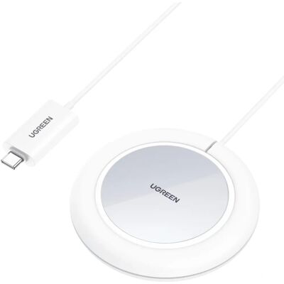 Chargeur sans fil UGREEN - 15W, Blanc, Magnétique, Compatible Qi Chargeur sans fil UGREEN - 15W, Blanc, Magnétique, Compatible Qi
