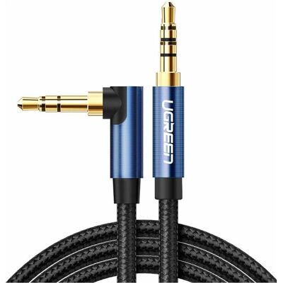 Ugreen AUX-kabel - 1,5m, Blå, Vinklet Stik Ugreen AUX-kabel - 1,5m, Blå, Vinklet Stik