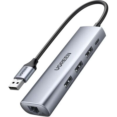 Ugreen USB Hub with Ethernet - Harmaa Ugreen USB Hub with Ethernet - Harmaa