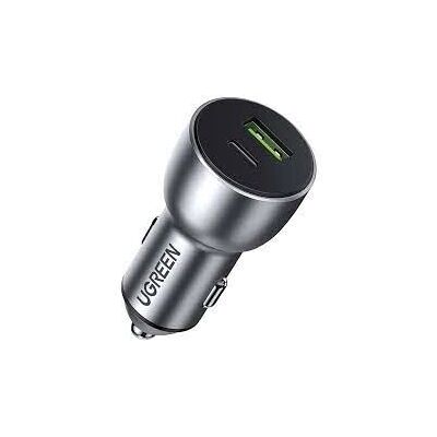 Ugreen 60980 Car Charger - Fast Charging, Dual USB-C & USB-A, Gray Ugreen 60980 Car Charger - Fast Charging, Dual USB-C & USB-A, Gray