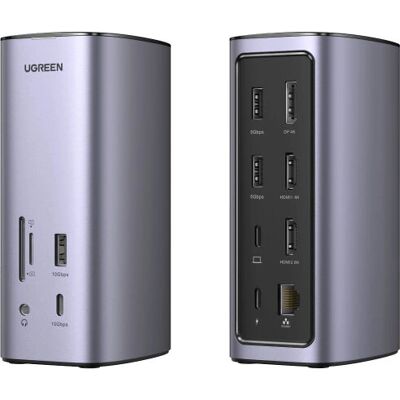 Ugreen USB-C Docking Station - 12-i-1 - Sølv Ugreen USB-C Docking Station - 12-i-1 - Sølv