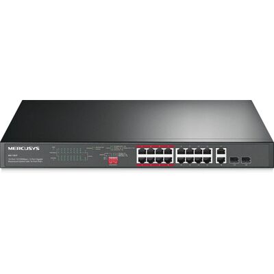 Mercusys 16-Port 10/100MBPS+ 2-Port GB RCK 16-Port POE+ Switch - Rack Mount Mercusys 16-Port 10/100MBPS+ 2-Port GB RCK 16-Port POE+ Switch - Rack Mount